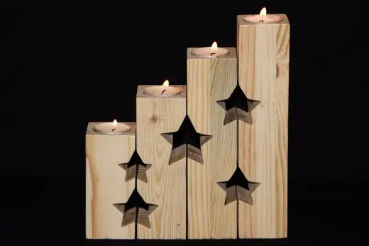 Teelichthalter Sternenreihe aus Palettenholz-Europalette von Selbergmochts